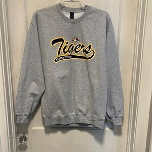 Tigers Northwestern Gray Crewneck with Yellow and Black 'Tigers' Graphic BN Med